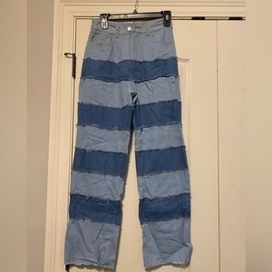 Dark/light striped jeans